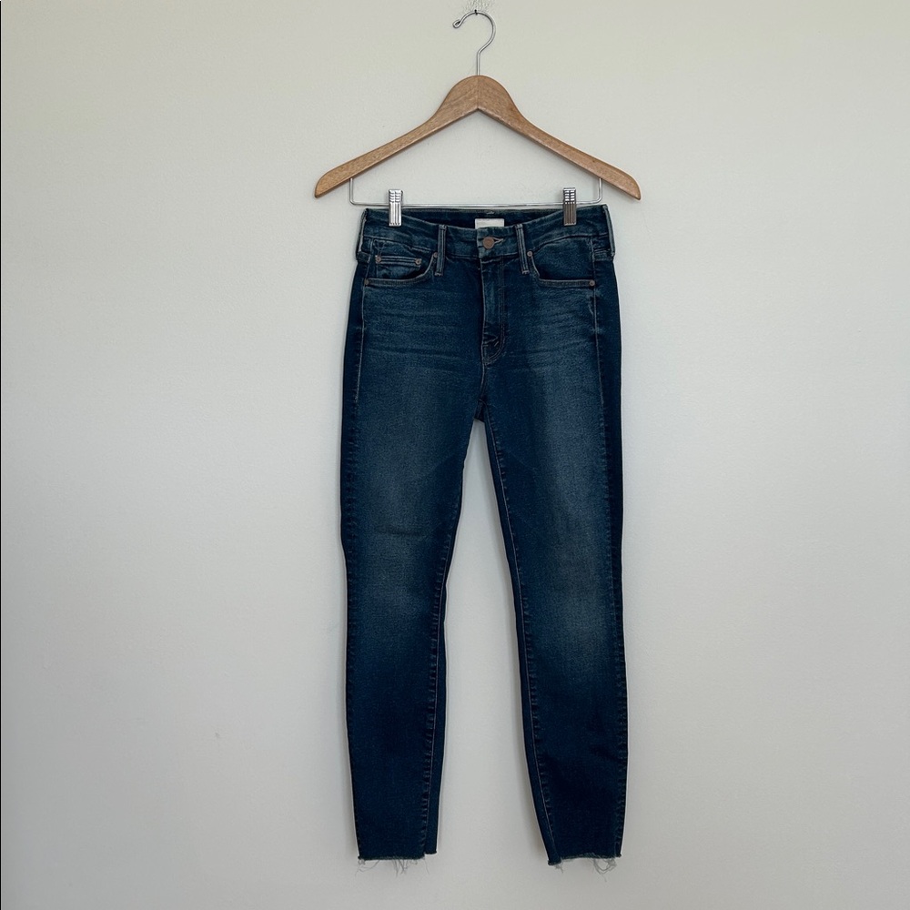 MOTHER Dark Wash Ankle Crop Skinny Jeans